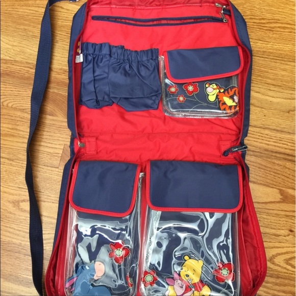 Disney Winnie The Pooh Blue Red Nylon Diaper Bag - Picture 2 of 6